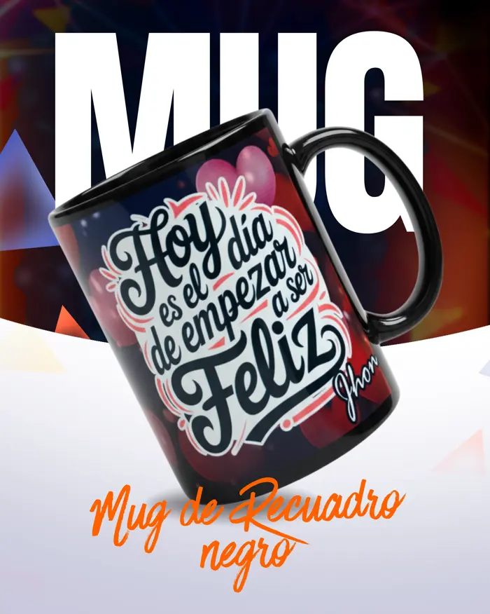 Mug negro personalizado con frase