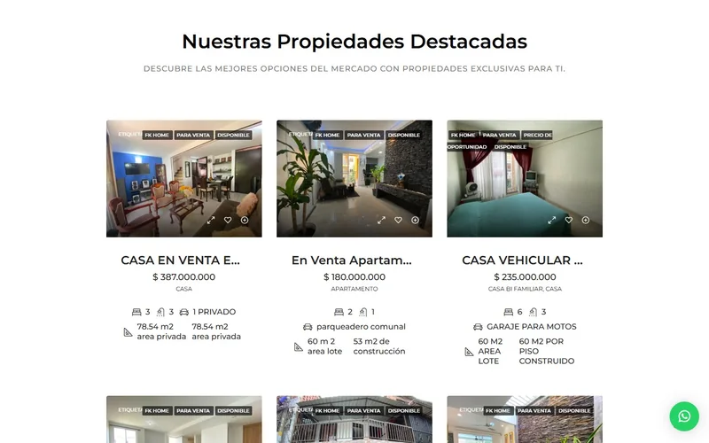 Propiedades destacadas — FK Home — sitio web