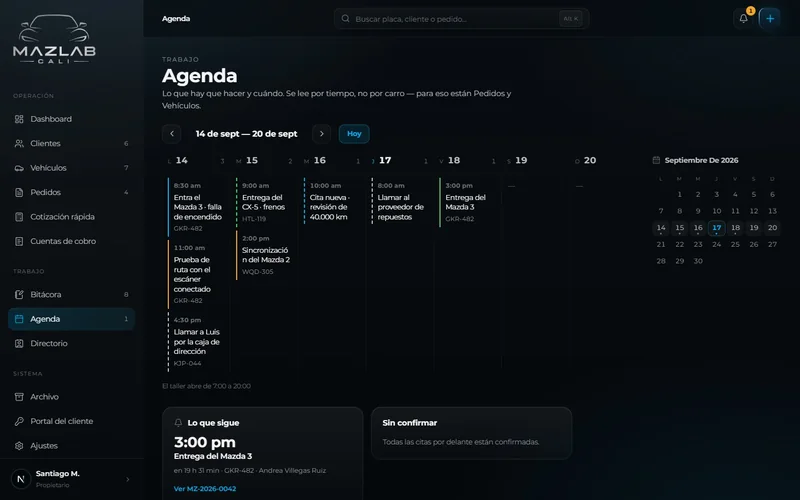 Agenda semanal — MAZLAB OS