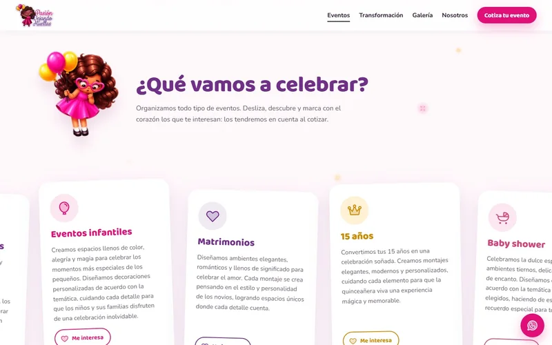 «¿Qué vamos a celebrar?» — tipos de evento que se deslizan y se marcan — Pasión Dejando Huellas