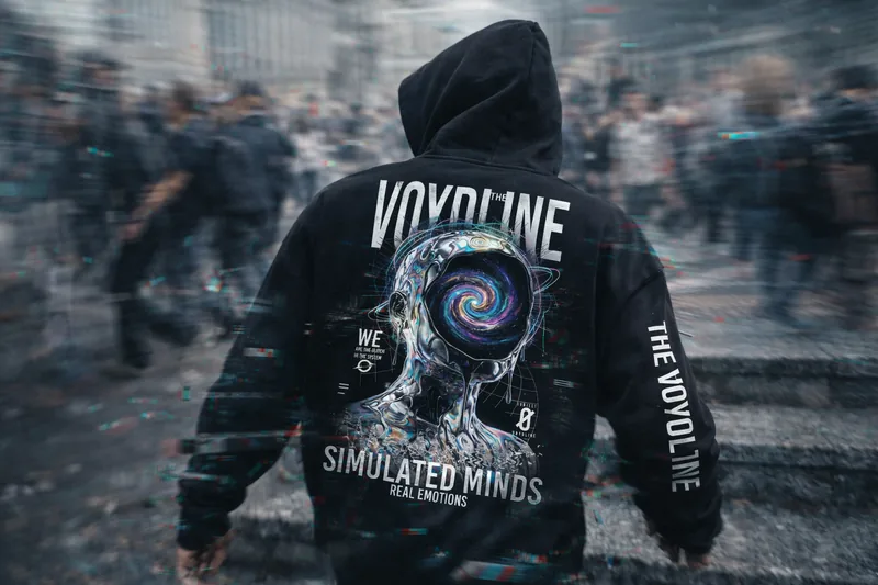 Hoodie Simulated Minds — espalda — THE VOYDLINE