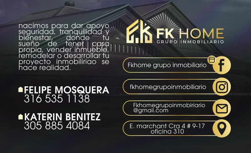 Tarjeta — respaldo con los datos de los dos asesores — FK Home
