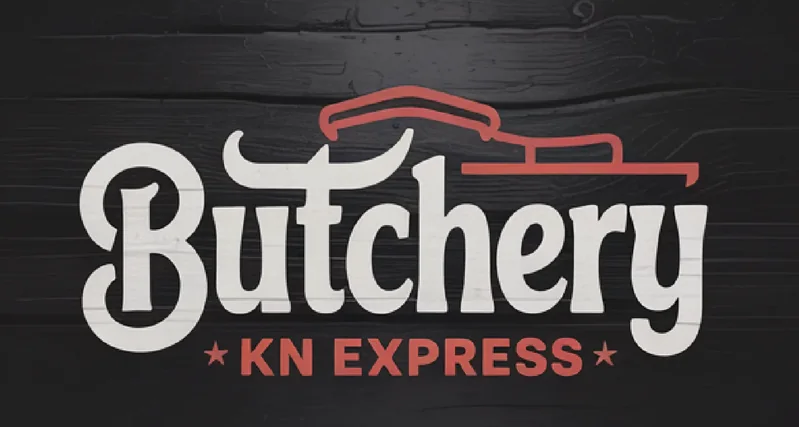 El logotipo sobre madera — Butchery KN Express