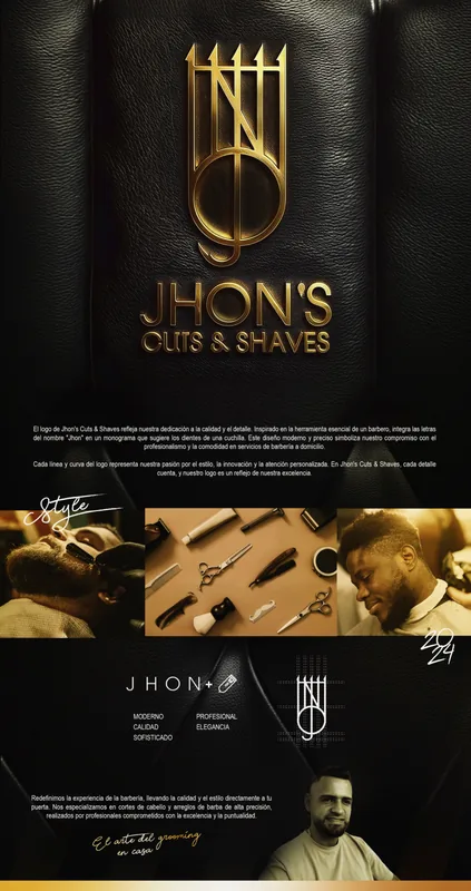 Lámina de presentación de marca — Jhon's Cuts & Shaves